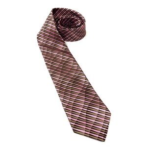 Ted Baker London Men's 100% Silk Stripe Print Tie Purple and Brown